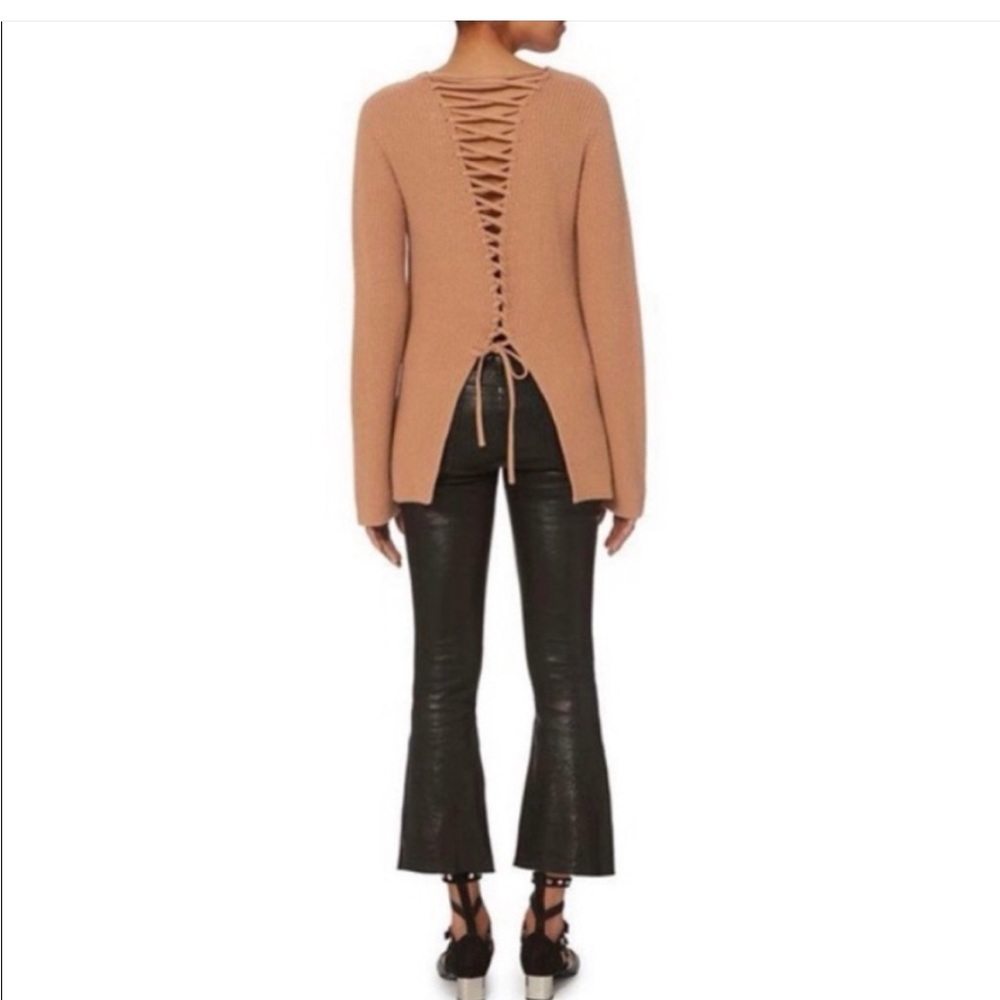 A.L.C. Markell Lace-Up Back Camel Sweater size M.